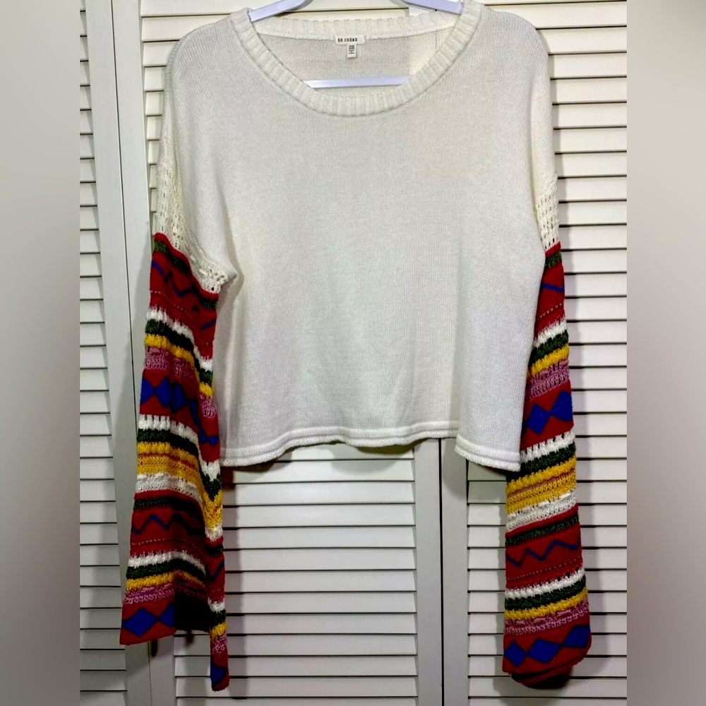 En Crème Crochet Sweater Women’s Bohemian Exaggerated Bell Sleeve Ivory Festival